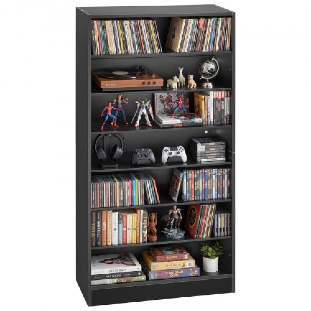 VEVOR Media Storage Cabinet, 7-Tier DVD Shelf Organizer, 70 x 30 x 140 cm Multimedia Storage Organizer for CDs, DVDs, Books and Games, CD Shelf for Living Room, Home Office, Recording Room