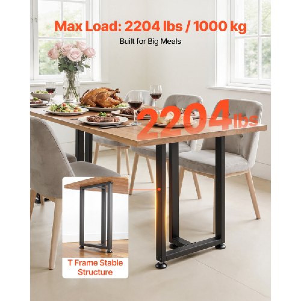 Επιτραπέζια πόδια VEVOR, 740 x 450 mm (Υ x Π) Τετράγωνα Πόδια επίπλων από χάλυβα σχήματος Τ, Αρθρωτή σχεδίαση, Εύκολη συναρμολόγηση, 1000 κιλά Μέγιστο φορτίο Βαρέως, για γραφείο στο σπίτι, τραπέζι φαγητού, πάγκος εργασίας, σετ 2, μαύρο