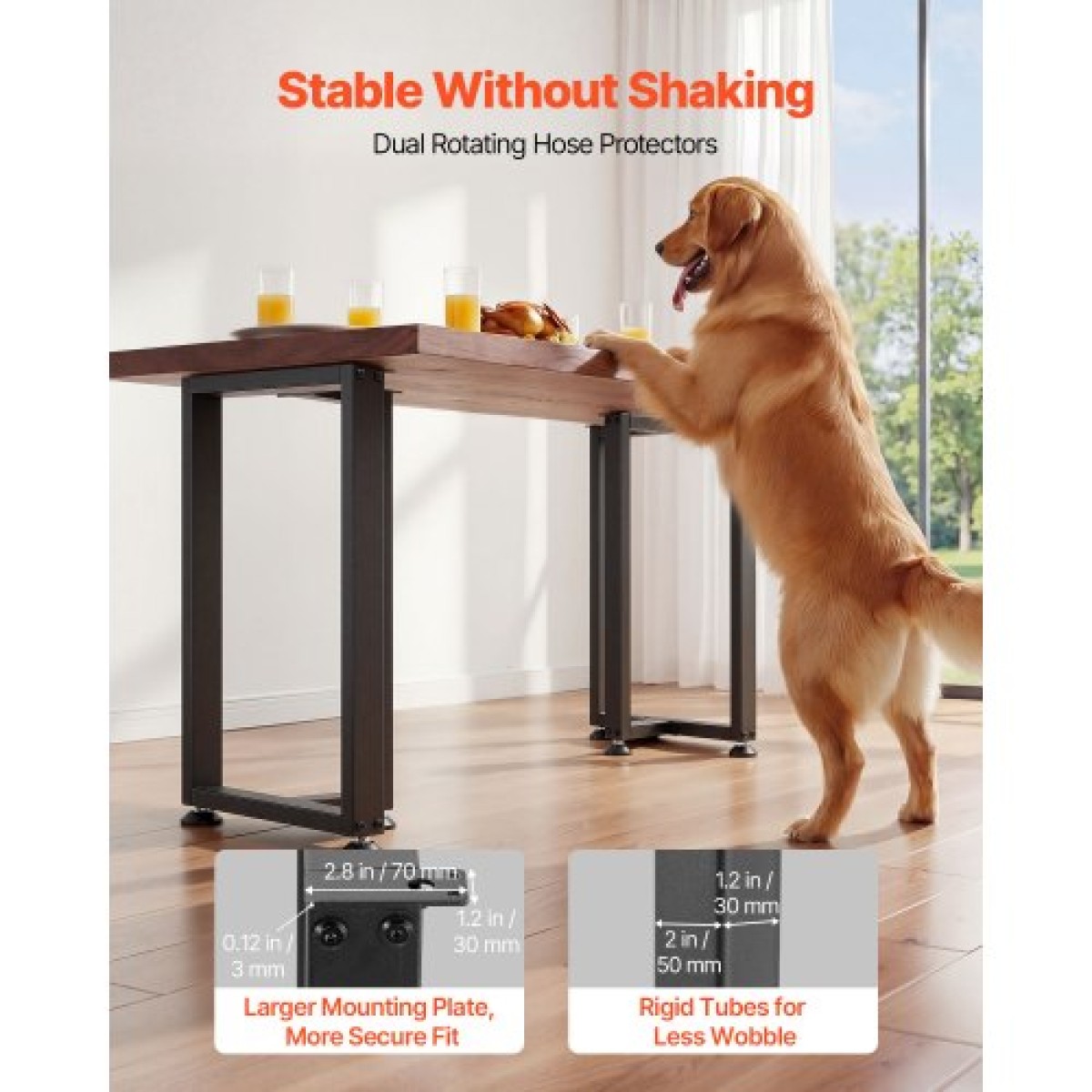 Επιτραπέζια πόδια VEVOR, 740 x 450 mm (Υ x Π) Τετράγωνα Πόδια επίπλων από χάλυβα σχήματος Τ, Αρθρωτή σχεδίαση, Εύκολη συναρμολόγηση, 1000 κιλά Μέγιστο φορτίο Βαρέως, για γραφείο στο σπίτι, τραπέζι φαγητού, πάγκος εργασίας, σετ 2, μαύρο