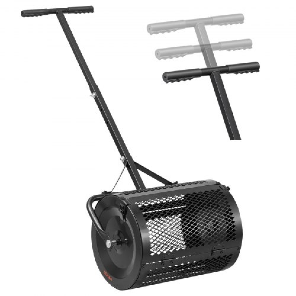 VEVOR Compost Spreader, πλάτος 42 cm Peat Moss Spreader με λαβή σε σχήμα T, ρυθμιζόμενο 3 ύψη, κύλινδρο τύρφης κήπου με επίστρωση πούδρας, κύλινδρος σπόρων βαρέως τύπου Grass Seed για σπορά φύτευσης, Μαύρος
