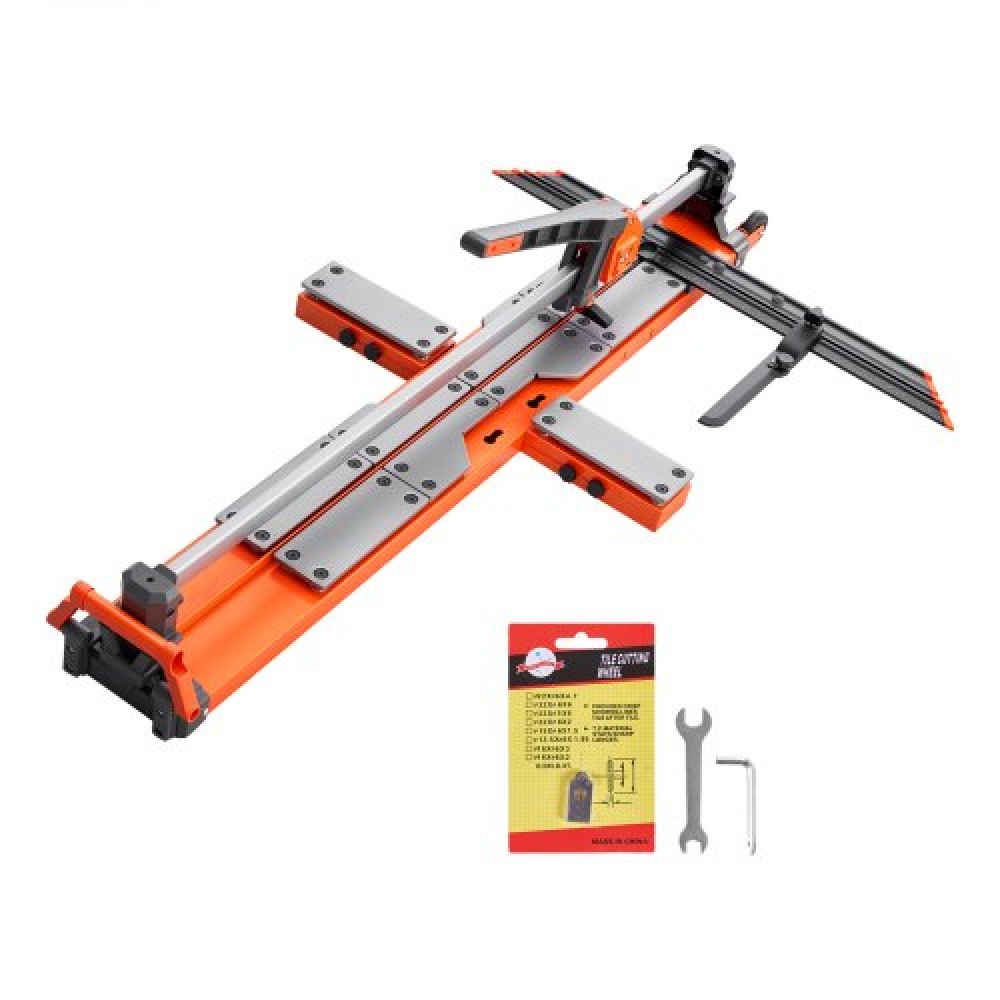 VEVOR 1200 mm Manual Tile Cutter, Spring-Loaded Base Cutting Tool with Adjustable Angle Fence, Tungsten Carbide Cutting Wheel, Precision Alignment Guide, for DIY Pros, Ceramic, Floor & Wall Tiles