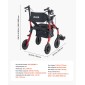 VEVOR 2-σε-1 Rollator Walker & Transport Chair για ηλικιωμένους, Αναδιπλούμενο Rolling Walker Wheelchair, Ελαφρύ Αλουμίνιο Mobility Walking Aid με συμπαγείς τροχούς PU, θήκη για φλιτζάνια και μπαστούνι - Υποστηρίζει 136kg