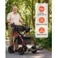VEVOR 2-σε-1 Rollator Walker & Transport Chair για ηλικιωμένους, Αναδιπλούμενο Rolling Walker Wheelchair, Ελαφρύ Αλουμίνιο Mobility Walking Aid με συμπαγείς τροχούς PU, θήκη για φλιτζάνια και μπαστούνι - Υποστηρίζει 136kg