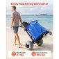 VEVOR Beach Cart with Large Wheels for Sand, 75 kg Load Capacity, Heavy Duty Folding Beach Wagon with 320 mm Balloon Wheels, Storage Bag, 180° Adjustable Handlebar, Dolly for Camping Fishing Garden