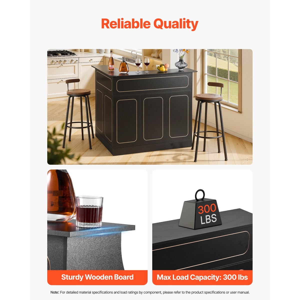 VEVOR Home Bar Unit, Ντουλάπα Wine Bar σε σχήμα L Τραπέζι 4 επιπέδων με ράφια αποθήκευσης, θήκη για ποτήρι κρασιού, μέγιστη χωρητικότητα 136 kg, ντουλάπι Ξύλινων ποτών για Σπίτι, Κουζίνα, Σαλόνι, Παμπ, Υπόγειο, Μαύρο