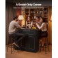 VEVOR Home Bar Unit, Ντουλάπα Wine Bar σε σχήμα L Τραπέζι 4 επιπέδων με ράφια αποθήκευσης, θήκη για ποτήρι κρασιού, μέγιστη χωρητικότητα 136 kg, ντουλάπι Ξύλινων ποτών για Σπίτι, Κουζίνα, Σαλόνι, Παμπ, Υπόγειο, Μαύρο