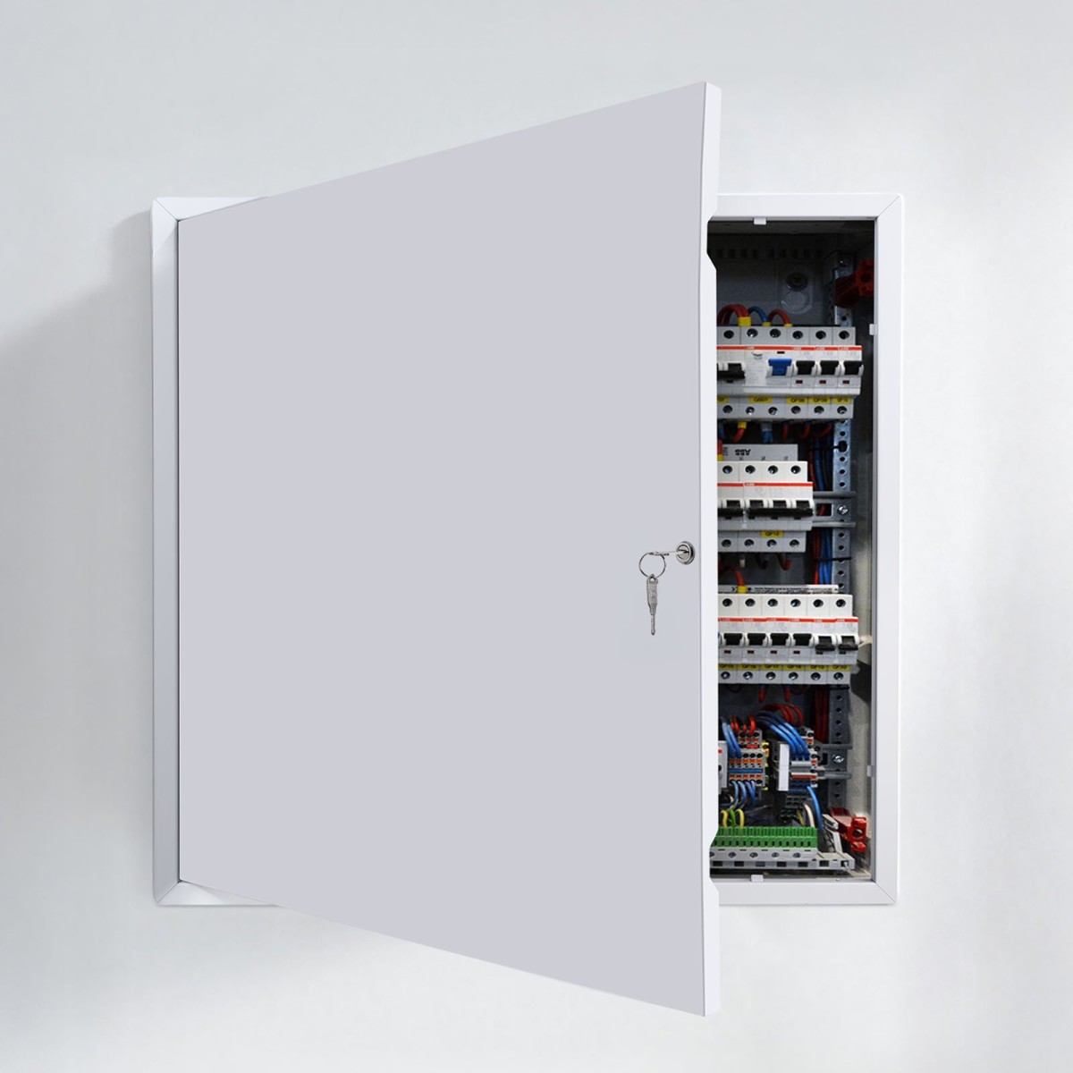 Πάνελ πρόσβασης VEVOR για γυψοσανίδα, 64x64 cm Πόρτα πρόσβασης από γαλβανισμένο χάλυβα, Εύκολη εγκατάσταση μεντεσέδες πάνελ σέρβις με κλειδί, για υδραυλικά οροφής ηλεκτρικά, 62x62 cm Μέγεθος αποκοπής Λευκό