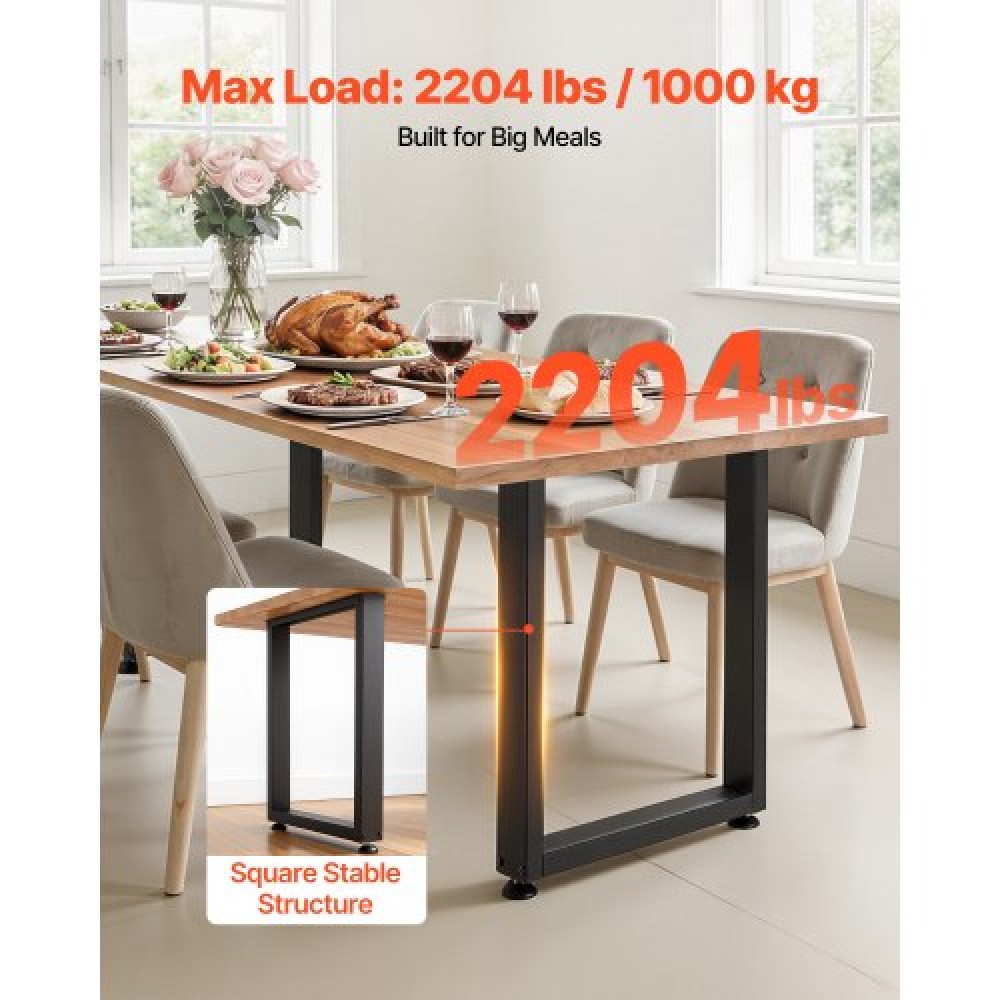 VEVOR Table Legs, 750 x 600 mm (H x W) Square Steel Furniture Legs, Modular Design, Easy Assembly, 1000 kg Max Load Heavy Duty, for Home Office Desk, Workbenches, Dinner Bar Tables, Set of 2, Black