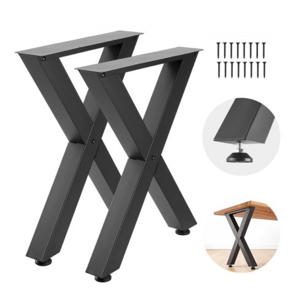 Επιτραπέζια πόδια VEVOR, 750 x 600 mm (Υ x Π) Ατσάλινα πόδια επίπλων, Αρθρωτή σχεδίαση, Εύκολη συναρμολόγηση, 1000 kg Μέγιστο φορτίο βαρέως τύπου, για γραφείο οικιακού γραφείου, τραπέζια καφέ για δείπνο, πάγκος εργασίας, 2 τμχ, πλαίσιο X, μαύρο