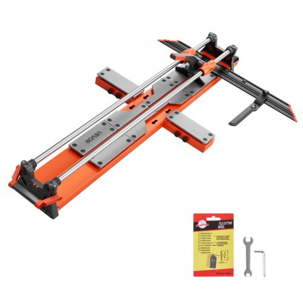 VEVOR 1200 mm Manual Tile Cutter, Upgraded Sliding Head Cutting Tool with Spring-Loaded Base, Angle Fence, Tungsten Carbide Cutting Wheel, Alignment Guide, for DIY Pros, Ceramic, Floor & Wall Tiles