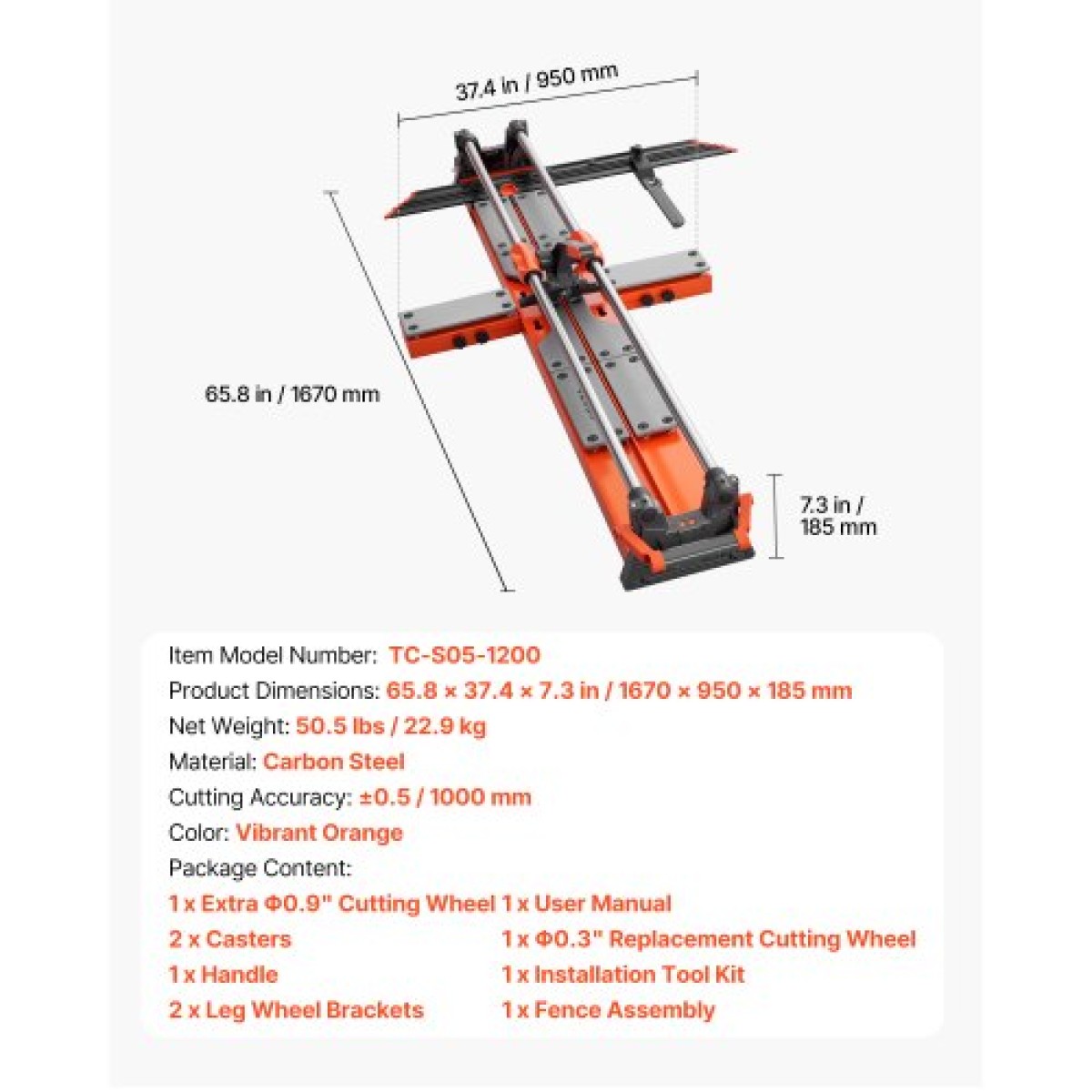 Χειροκίνητος κόφτης πλακιδίων VEVOR 1200 mm, αναβαθμισμένο συρόμενο εργαλείο κοπής κεφαλής με βάση ελατηρίου, γωνιακός φράκτης, τροχός κοπής καρβιδίου βολφραμίου, Οδηγός ευθυγράμμισης, για επαγγελματίες DIY, κεραμικά, πλακάκια δαπέδου και τοίχου