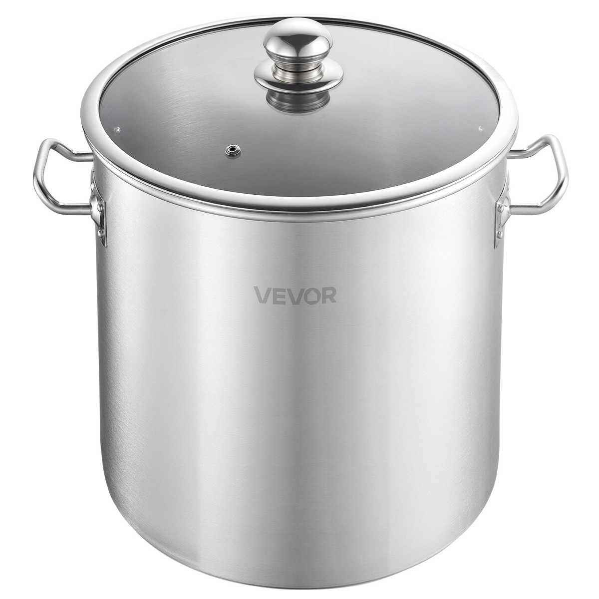 Κατσαρόλα VEVOR από ανοξείδωτο χάλυβα, 19,9 L από ανοξείδωτο ατσάλι με γυάλινο καπάκι, χωρίς PFOA, χωρίς PFAS, συμβατό με εστίες αερίου, επαγωγικές εστίες, ηλεκτρικές εστίες, για σούπες, μαγειρευτά και ζυμαρικά