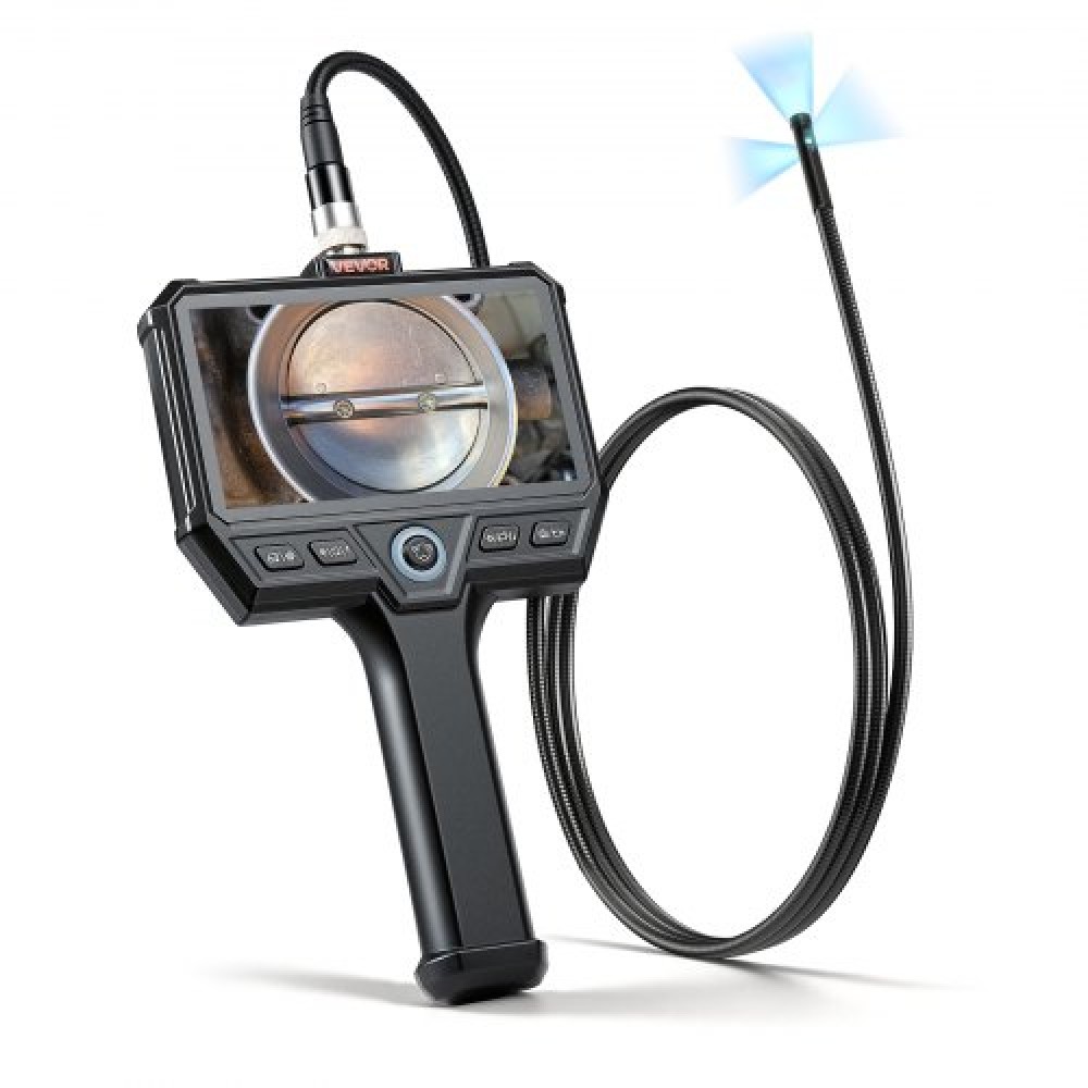 VEVOR Triple Lens Endoscope with Light, 5" HD IPS Screen Industrial Borescope Camera, 8 + 2 LED Lights, 8X Zoom, 5000mAh, IP67 Waterproof Inspection Snake Camera για αυτοκίνητα, υδραυλικά (καλώδιο 1,5 m)