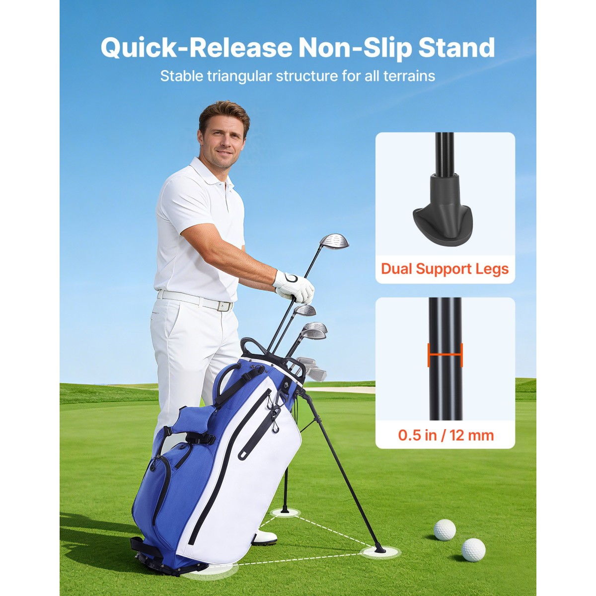Τσάντα VEVOR Golf Cart, 7 Way Top Divider Organizer, Club Stand Bag με ολόσωμο διαχωριστικό, λαβές, διπλά πόδια στήριξης, τσέπες αποθήκευσης, διπλοί ιμάντες ώμου, κουκούλα βροχής, ελαφρύ για άνδρες και γυναίκες