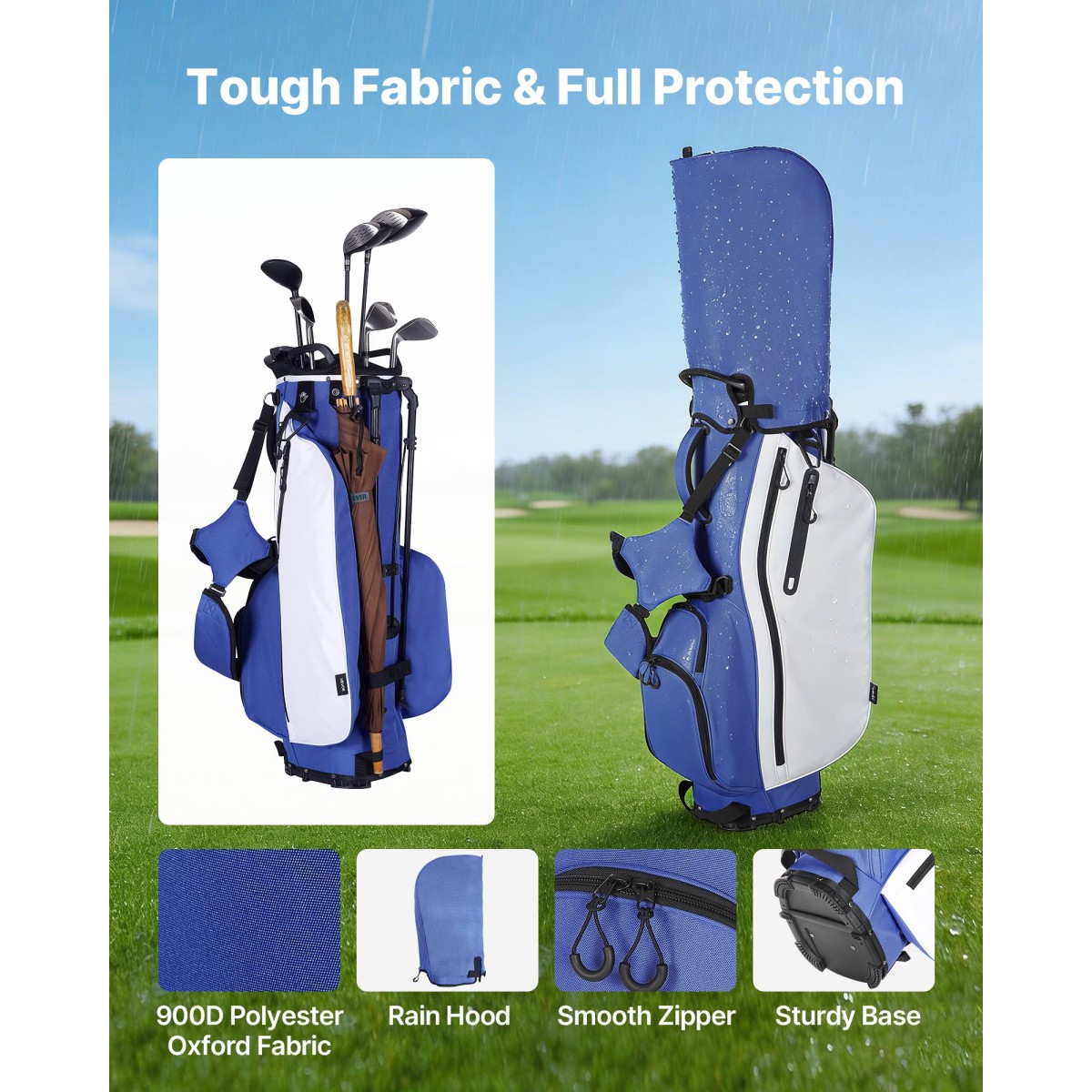 Τσάντα VEVOR Golf Cart, 7 Way Top Divider Organizer, Club Stand Bag με ολόσωμο διαχωριστικό, λαβές, διπλά πόδια στήριξης, τσέπες αποθήκευσης, διπλοί ιμάντες ώμου, κουκούλα βροχής, ελαφρύ για άνδρες και γυναίκες