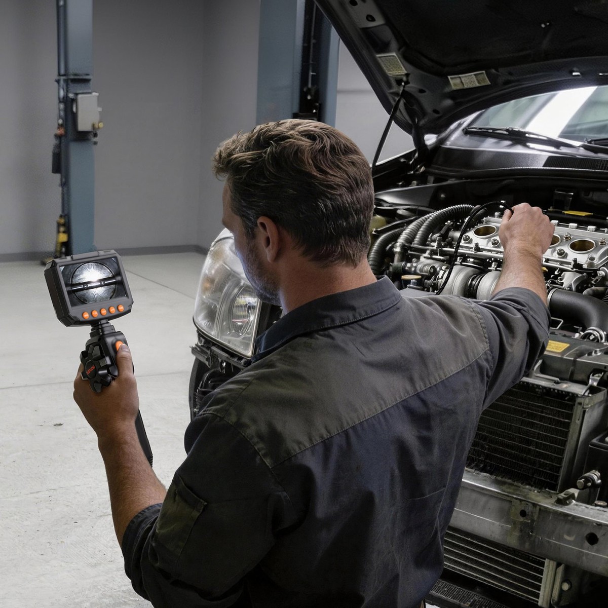 Κάμερα VEVOR αρθρωτό borescope με φως, αμφίδρομο αρθρωτό ενδοσκόπιο, λεπτός φακός 6,2 mm, οθόνη IPS 4,3", ζουμ 8X, αδιάβροχη κάμερα επιθεώρησης IP67 για αυτοκίνητα, μηχανολογικός εξοπλισμός (καλώδιο 1,5 m)