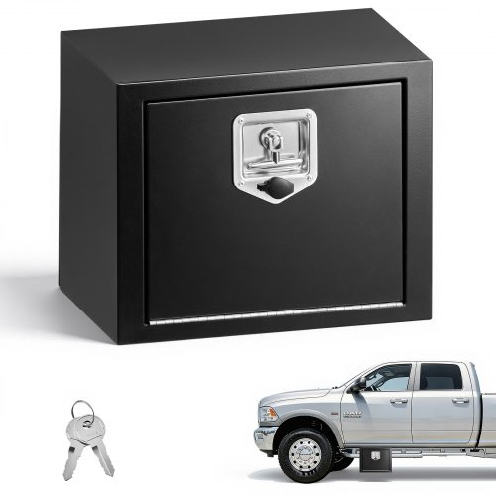 Κιβώτιο εργαλείων VEVOR Underbody Truck, 457 x 305 x 356 mm Κουτί αποθήκευσης τρέιλερ από χάλυβα βαρέως τύπου με κλειδαριά & κλειδιά, αδιάβροχη οργάνωση αποθήκευσης τρέιλερ κάτω από το αμάξωμα με λαβή T για φορτηγό, Van, SUV, Μαύρο
