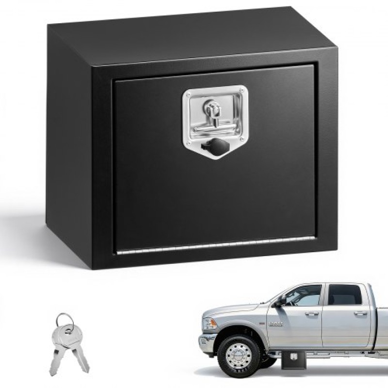 Κιβώτιο εργαλείων VEVOR Underbody Truck, 457 x 305 x 356 mm Κουτί αποθήκευσης τρέιλερ από χάλυβα βαρέως τύπου με κλειδαριά & κλειδιά, αδιάβροχη οργάνωση αποθήκευσης τρέιλερ κάτω από το αμάξωμα με λαβή T για φορτηγό, Van, SUV, Μαύρο