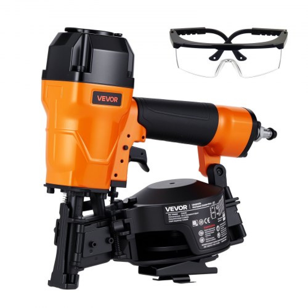 VEVOR Roofing Nailer CN45C, 19mm έως 45mm Πιστόλι καρφιών στέγης 15 μοιρών με δύο λειτουργίες πυροδότησης & ρύθμιση βάθους χωρίς εργαλεία, 4,8-7,5 Bar Πνευματικό καρφωτικό πηνίου για έρπητα ζωστήρα ασφάλτου, επένδυση οροφής