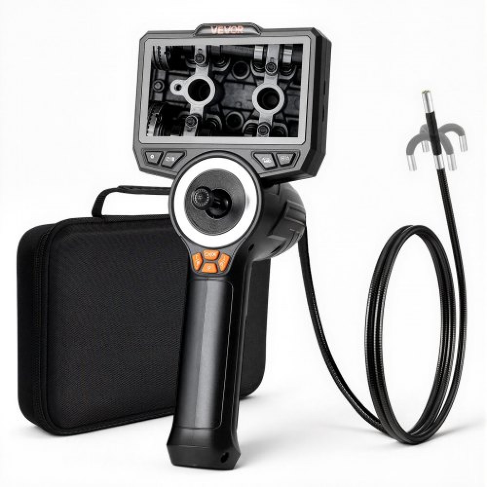 Αρθρωτό ενδοσκόπιο VEVOR με φως, 4-Way Ariculated Borescope 360°, Λεπτός φακός 6,2 mm 1920 x 1080, οθόνη HD IPS 4,5 ιντσών, Κάμερα επιθεώρησης ζουμ 8X για αυτοκίνητο, μηχανολογικός εξοπλισμός (1,5m καλώδιο Snake)