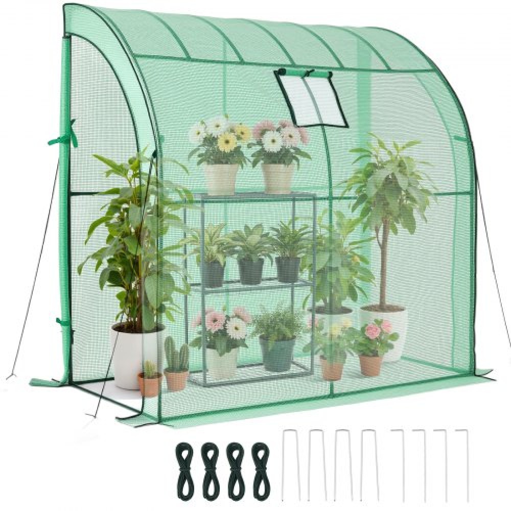 Θερμοκήπιο VEVOR Walk-in, 198 x 100 x 200 cm Θερμοκήπιο για εξωτερικούς χώρους με παράθυρο, κάλυμμα PE, ράφι 3 επιπέδων, πόρτες με φερμουάρ, κιτ Walk in Green House, Φορητό Ζεστό Κήπος Φυτών για την αυλή