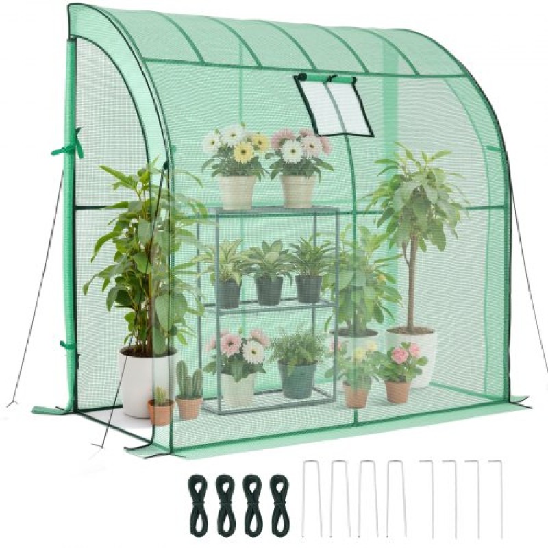 Θερμοκήπιο VEVOR Walk-in, 198 x 100 x 200 cm Θερμοκήπιο για εξωτερικούς χώρους με παράθυρο, κάλυμμα PE, ράφι 3 επιπέδων, πόρτες με φερμουάρ, κιτ Walk in Green House, Φορητό Ζεστό Κήπος Φυτών για την αυλή