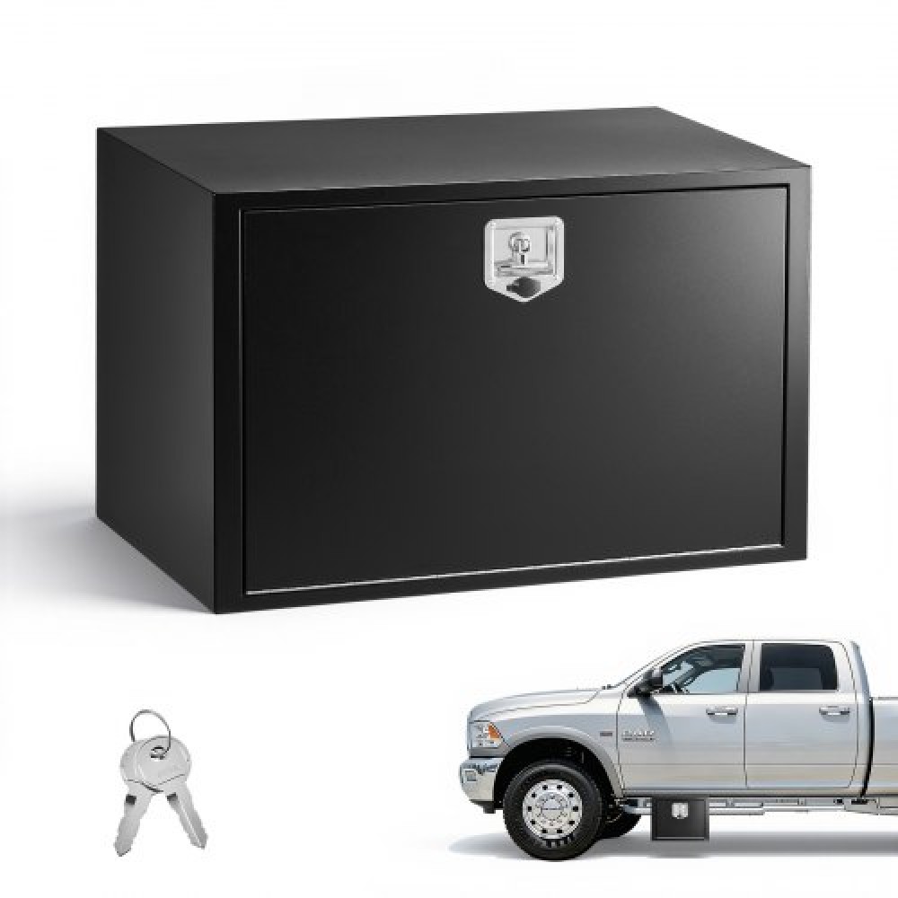 VEVOR Underbody Truck Tool Box, 914 x 609 x 609 mm Κουτί αποθήκευσης τρέιλερ από χάλυβα βαρέως τύπου με κλειδαριά & κλειδιά, αδιάβροχη οργάνωση αποθήκευσης τρέιλερ κάτω από το αμάξωμα με λαβή T για φορτηγό, Van, SUV, Μαύρο