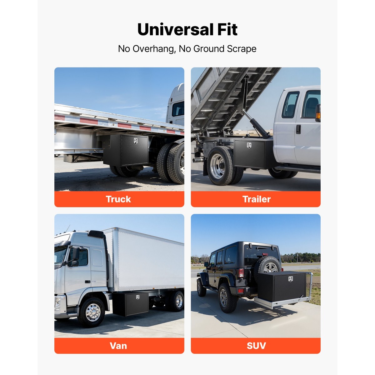 VEVOR Underbody Truck Tool Box, 914 x 609 x 609 mm Κουτί αποθήκευσης τρέιλερ από χάλυβα βαρέως τύπου με κλειδαριά & κλειδιά, αδιάβροχη οργάνωση αποθήκευσης τρέιλερ κάτω από το αμάξωμα με λαβή T για φορτηγό, Van, SUV, Μαύρο