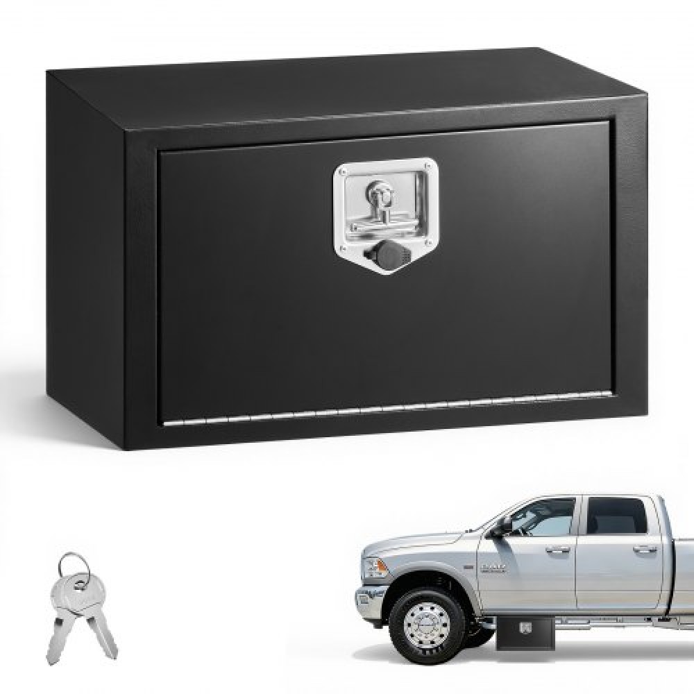 Κιβώτιο εργαλείων VEVOR Underbody Truck, 609 x 305 x 356 mm Κουτί αποθήκευσης τρέιλερ από χάλυβα βαρέως τύπου με κλειδαριά και κλειδιά, αδιάβροχη οργάνωση αποθήκευσης τρέιλερ κάτω από το αμάξωμα με λαβή T για φορτηγό, Van, SUV, Μαύρο