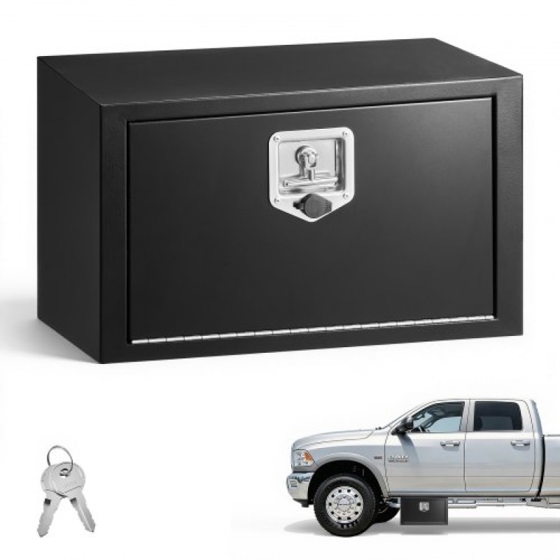 Κιβώτιο εργαλείων VEVOR Underbody Truck, 609 x 305 x 356 mm Κουτί αποθήκευσης τρέιλερ από χάλυβα βαρέως τύπου με κλειδαριά και κλειδιά, αδιάβροχη οργάνωση αποθήκευσης τρέιλερ κάτω από το αμάξωμα με λαβή T για φορτηγό, Van, SUV, Μαύρο