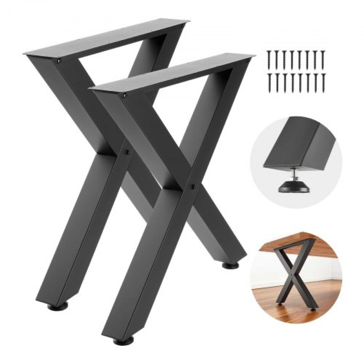 Επιτραπέζια πόδια VEVOR, 750 x 760 mm (HxW) W Πόδια από χάλυβα επίπλων, Αρθρωτή σχεδίαση, Εύκολη συναρμολόγηση, 1000 kg Μέγιστο φορτίο βαρέως τύπου, για γραφείο οικιακού γραφείου, τραπέζια καφέ για δείπνο, πάγκος εργασίας, 2 τεμ., πλαίσιο X, μαύρο