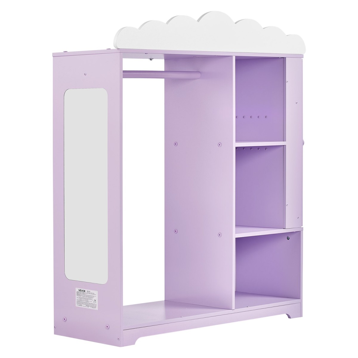 VEVOR Kids Dress Up Storage, με ντουλάπι κοσμημάτων, Ντουλάπα με καθρέφτη και ράφια, Ντουλάπα ντουλάπα με στολές πριγκίπισσας, ντουλάπα οργάνωσης κοστουμιών για νήπια, για υπνοδωμάτιο, παιδικό δωμάτιο, κορίτσια, μωβ