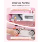 VEVOR Play Kitchen for Kids, Ξύλινο, Παιδικό Σετ Κουζίνας με αληθινά φώτα και ήχους, Αξεσουάρ για φαγητό και μαγειρικά σκεύη, σετ παιχνιδιών Pretend Play, Κουκούλα, φούρνος μικροκυμάτων, για νήπια, κορίτσια και αγόρια 3-8 ετών, ροζ