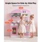 VEVOR Play Kitchen for Kids, Ξύλινο, Παιδικό Σετ Κουζίνας με αληθινά φώτα και ήχους, Αξεσουάρ για φαγητό και μαγειρικά σκεύη, σετ παιχνιδιών Pretend Play, Κουκούλα, φούρνος μικροκυμάτων, για νήπια, κορίτσια και αγόρια 3-8 ετών, ροζ
