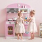VEVOR Play Kitchen for Kids, Ξύλινο, Παιδικό Σετ Κουζίνας με αληθινά φώτα και ήχους, Αξεσουάρ για φαγητό και μαγειρικά σκεύη, σετ παιχνιδιών Pretend Play, Κουκούλα, φούρνος μικροκυμάτων, για νήπια, κορίτσια και αγόρια 3-8 ετών, ροζ