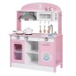 VEVOR Play Kitchen for Kids, Ξύλινο, Παιδικό Σετ Κουζίνας με αληθινά φώτα και ήχους, Αξεσουάρ για φαγητό και μαγειρικά σκεύη, σετ παιχνιδιών Pretend Play, Κουκούλα, φούρνος μικροκυμάτων, για νήπια, κορίτσια και αγόρια 3-8 ετών, ροζ