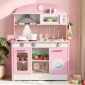VEVOR Play Kitchen for Kids, Ξύλινο, Παιδικό Σετ Κουζίνας με αληθινά φώτα και ήχους, Αξεσουάρ για φαγητό και μαγειρικά σκεύη, σετ παιχνιδιών Pretend Play, Κουκούλα, φούρνος μικροκυμάτων, για νήπια, κορίτσια και αγόρια 3-8 ετών, ροζ