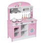 VEVOR Play Kitchen for Kids, Ξύλινο, Παιδικό Σετ Κουζίνας με αληθινά φώτα και ήχους, Αξεσουάρ για φαγητό και μαγειρικά σκεύη, σετ παιχνιδιών Pretend Play, Κουκούλα, φούρνος μικροκυμάτων, για νήπια, κορίτσια και αγόρια 3-8 ετών, ροζ