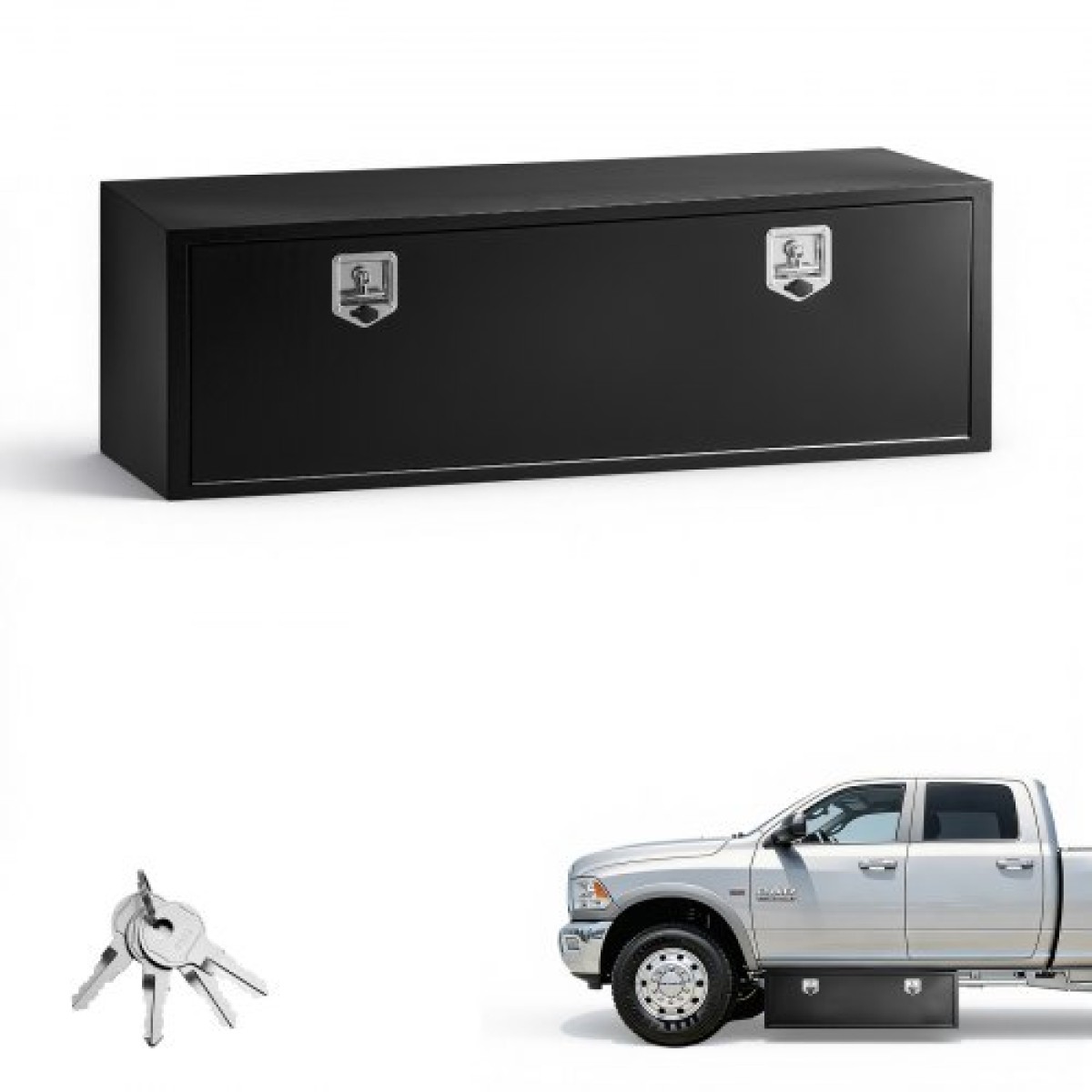 VEVOR Underbody Truck Tool Box, 1524 x 457 x 457 mm Κουτί αποθήκευσης τρέιλερ από χάλυβα βαρέως τύπου με κλειδαριά και κλειδιά, αδιάβροχη οργάνωση αποθήκευσης τρέιλερ κάτω από το αμάξωμα με λαβή T για φορτηγό SUV, Μαύρο