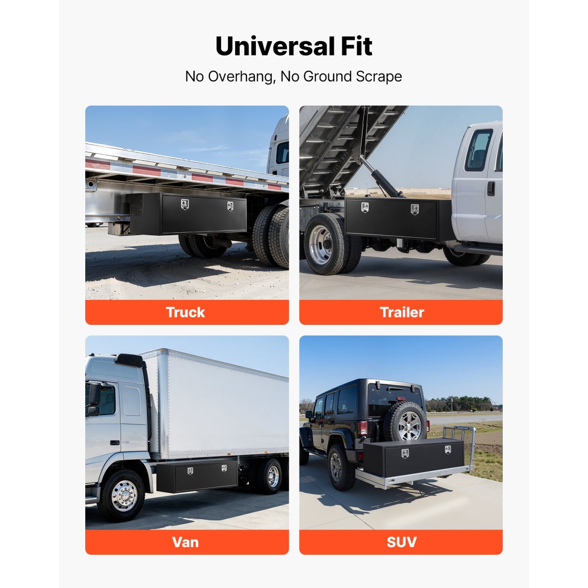VEVOR Underbody Truck Tool Box, 1524 x 457 x 457 mm Κουτί αποθήκευσης τρέιλερ από χάλυβα βαρέως τύπου με κλειδαριά και κλειδιά, αδιάβροχη οργάνωση αποθήκευσης τρέιλερ κάτω από το αμάξωμα με λαβή T για φορτηγό SUV, Μαύρο