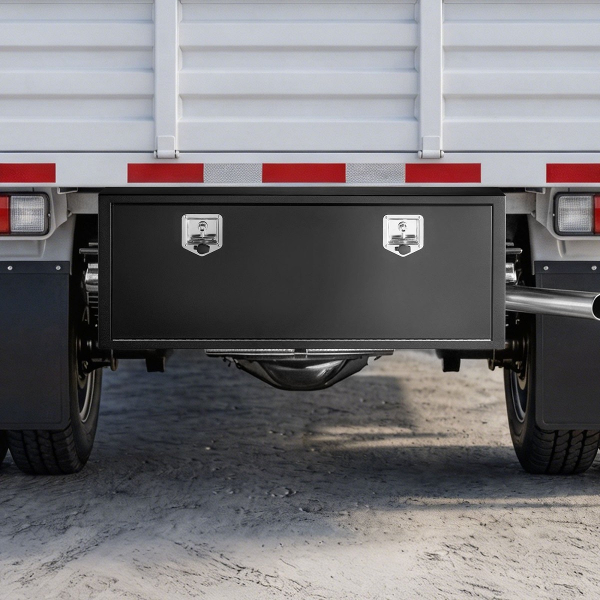 Κιβώτιο εργαλείων VEVOR Underbody Truck, 1219 x 457 x 457 mm Κουτί αποθήκευσης τρέιλερ από ατσάλι βαρέως τύπου με κλειδαριά και κλειδιά, αδιάβροχη οργάνωση αποθήκευσης τρέιλερ κάτω από το αμάξωμα με λαβή T για φορτηγό SUV, Μαύρο