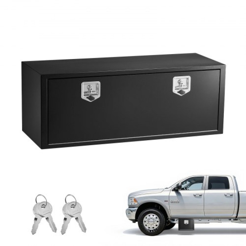 Κιβώτιο εργαλείων VEVOR Underbody Truck, 1219 x 457 x 457 mm Κουτί αποθήκευσης τρέιλερ από ατσάλι βαρέως τύπου με κλειδαριά και κλειδιά, αδιάβροχη οργάνωση αποθήκευσης τρέιλερ κάτω από το αμάξωμα με λαβή T για φορτηγό SUV, Μαύρο