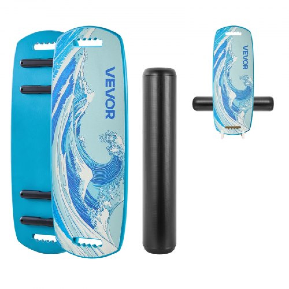 VEVOR Balance Board, Wobble Board Trainer για ενήλικες, Premium Wooden Balance Training Equipment with Roller, Magnetic Stoppers, Storage Rack, for Core Workouts, Surf Trainer & Physical Therapy, Blue