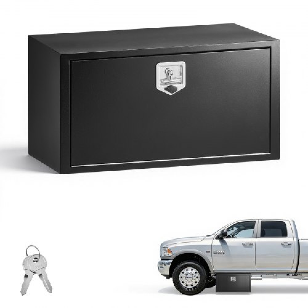 VEVOR Underbody Truck Tool Box, 914 x 457 x 457 mm Κουτί αποθήκευσης τρέιλερ από χάλυβα βαρέως τύπου με κλειδαριά και κλειδιά, αδιάβροχη οργάνωση αποθήκευσης τρέιλερ κάτω από το αμάξωμα με λαβή T για φορτηγό, Van, SUV, Μαύρο