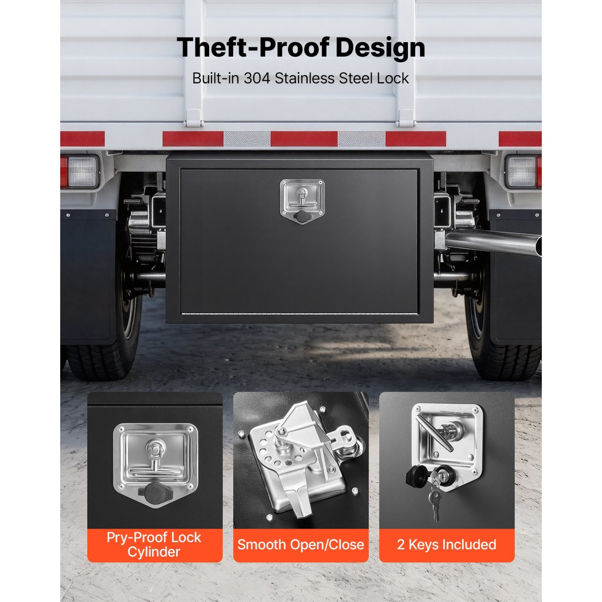 VEVOR Underbody Truck Tool Box, 914 x 457 x 457 mm Κουτί αποθήκευσης τρέιλερ από χάλυβα βαρέως τύπου με κλειδαριά και κλειδιά, αδιάβροχη οργάνωση αποθήκευσης τρέιλερ κάτω από το αμάξωμα με λαβή T για φορτηγό, Van, SUV, Μαύρο