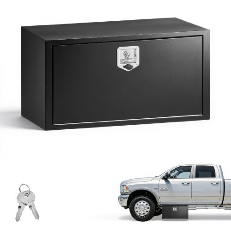 VEVOR Underbody Truck Tool Box, 914 x 457 x 457 mm Κουτί αποθήκευσης τρέιλερ από χάλυβα βαρέως τύπου με κλειδαριά και κλειδιά, αδιάβροχη οργάνωση αποθήκευσης τρέιλερ κάτω από το αμάξωμα με λαβή T για φορτηγό, Van, SUV, Μαύρο