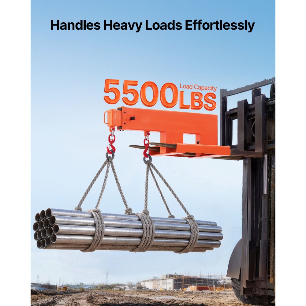VEVOR Forklift Jib Boom Crane, χωρητικότητα 2495 kg, Ανυψωτικό ανυψωτικό φορητού γερανού περονοφόρου με 2 άγκιστρα, χειροκίνητο τηλεσκοπικό 1200-1867 mm, Εξοπλισμός χειρισμού ρυμούλκησης μπούμας για αποθήκες και εργοστάσια