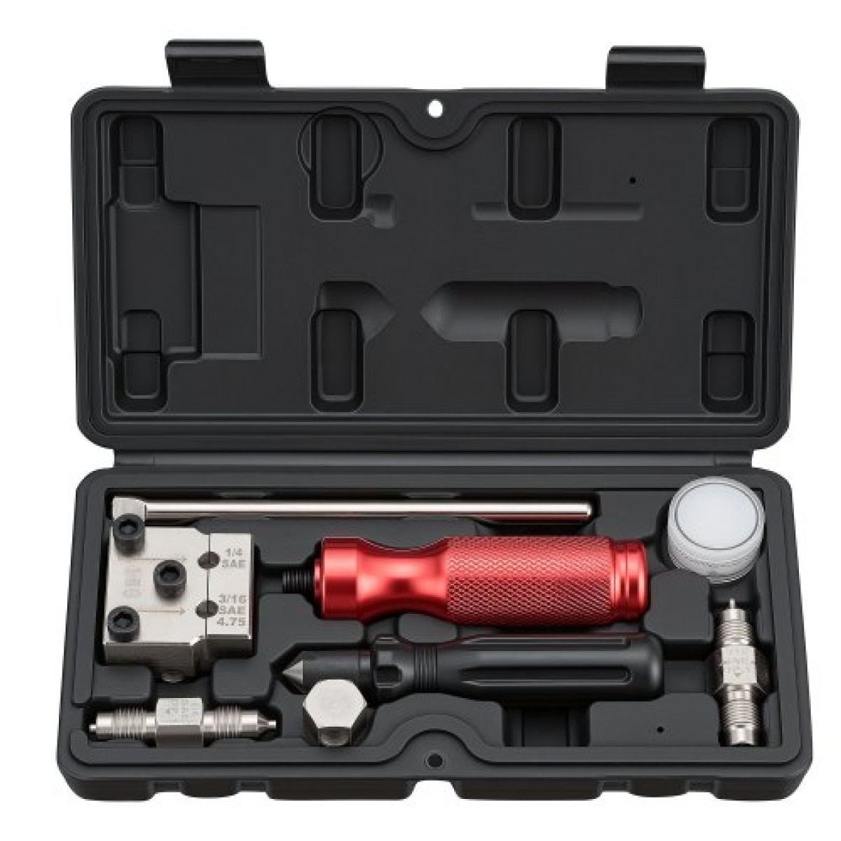 VEVOR Brake Line Flaring Tool Kit, 45° Single & Double Flare Tool για 4,75mm, 6,35mm χάλκινη σωλήνωση - με 2 μήτρες διαμόρφωσης, εργαλείο αφαίρεσης γρεζιών και εργαλειοθήκη για επισκευή υδραυλικών γραμμών φρένων αυτοκινήτων