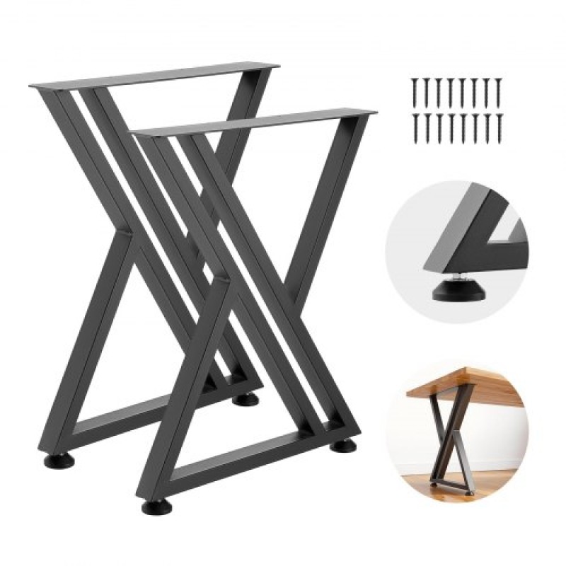 Επιτραπέζια πόδια VEVOR, 740 x 610 mm (Υ x Π) Πόδια επίπλων από χάλυβα, 1000 kg Μέγιστο φορτίο βαρέως τύπου, Εύκολη τοποθέτηση, στάβλος για γραφείο στο σπίτι DIY, Τραπέζια για δείπνο καφέ, Πάγκοι εργασίας, Σετ 2, Μαύρο
