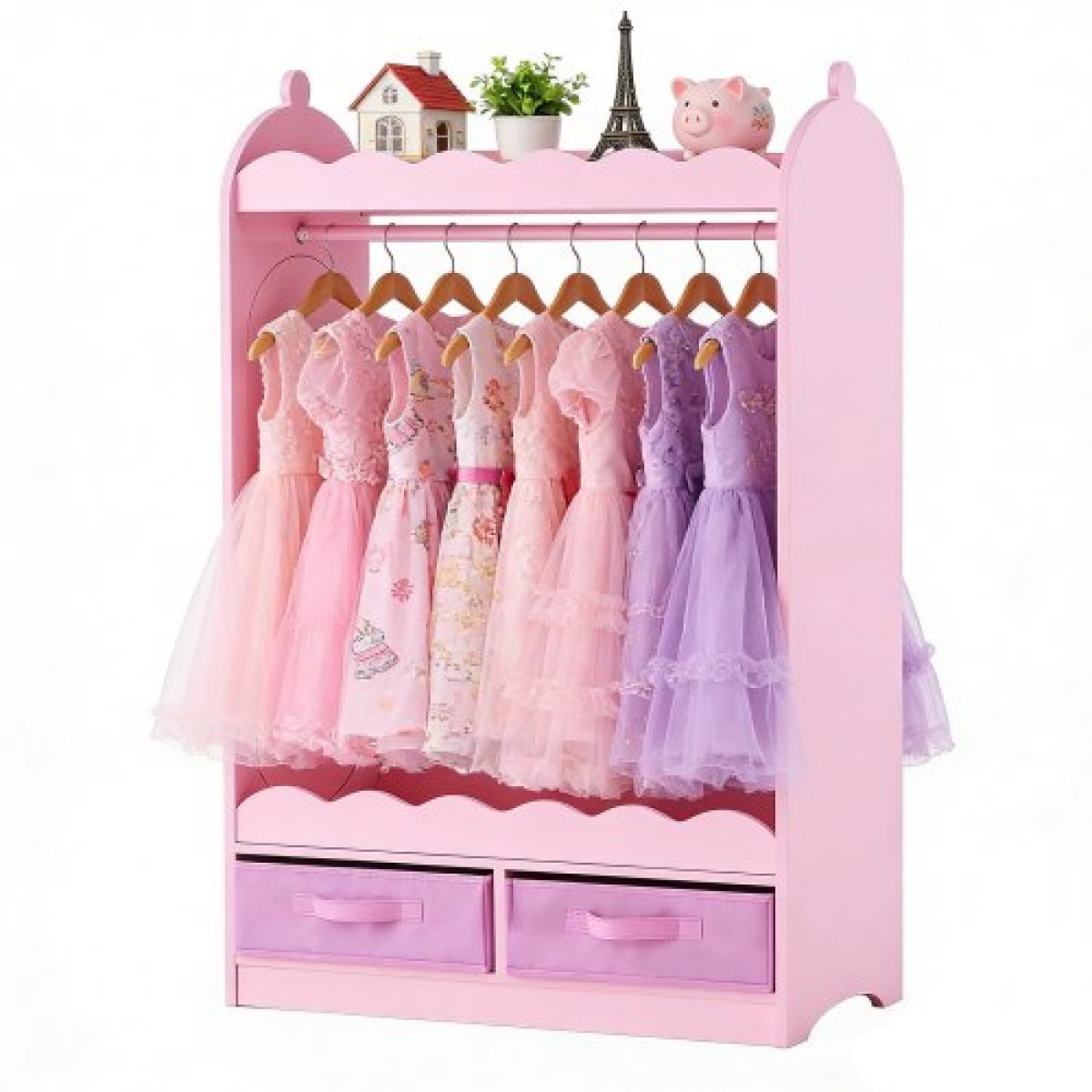 VEVOR Kids Dress Up Storage, με καθρέφτη, Ντουλάπα Παιδικής Στολής με Συρτάρι, Ντουλάπα Ντουλάπα Ντουλάπα για Μικρά Κοριτσάκια, Ντουλάπα Pretend Storage, Οργανωτική Κοστούμια, για Υπνοδωμάτιο, Παιδικό Δωμάτιο, Ροζ
